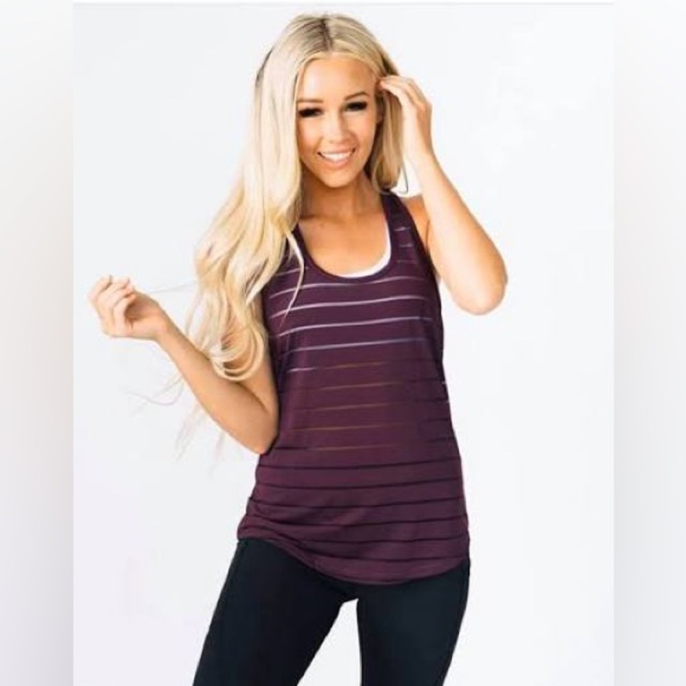 🌛ZYIA Dark Purple Striped Tank Top